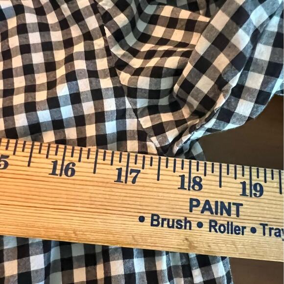 GAP Off-Shoulder Tunic Shirt in Poplin Black white Gingham Women’s size Small - Picture 4 of 9